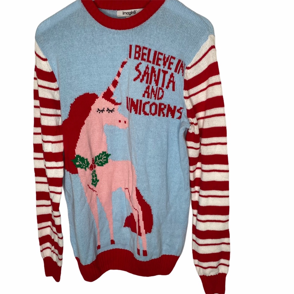 Santa unicorn long sleeve holiday sweater